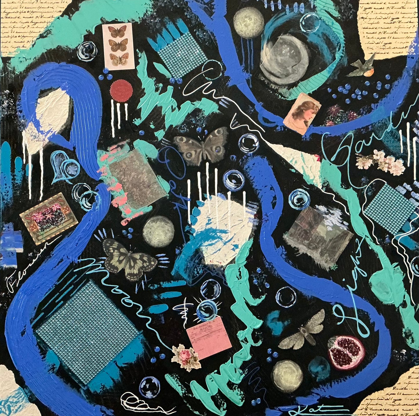 "Moon Garden" Abstract Original Fine Art Canvas